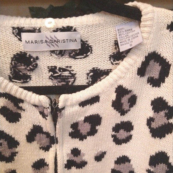 VINTAGE Marisa Christina Leopard print knit cardigan full zip jacket 90s Y2K - Picture 4 of 4